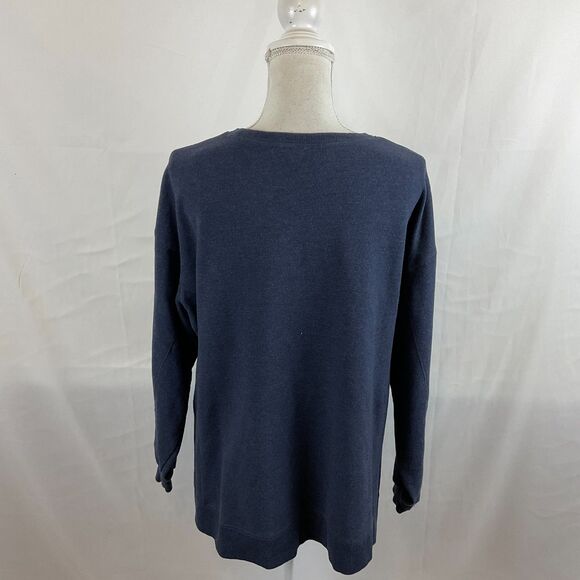 Wildfox Sweatshirt Top Navy Blue XL Multi-Color Embroidered Lettering Social - Picture 2 of 12